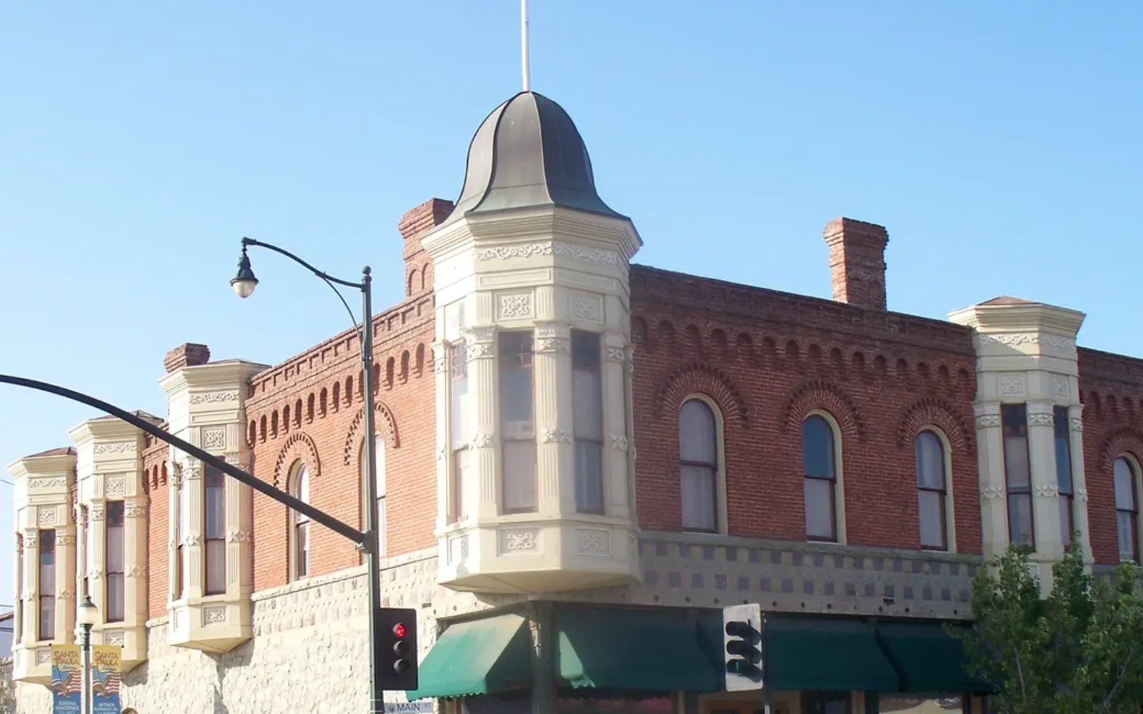 Upper facade of the historic Union Oil Company Building in Santa Paula.