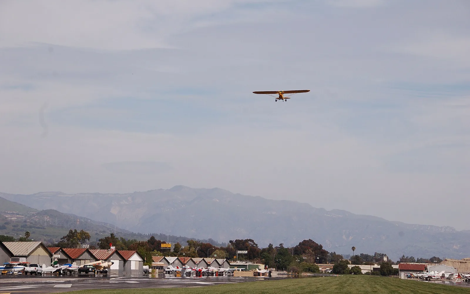 Piper Cub aircraft departing Santa Paula Airport